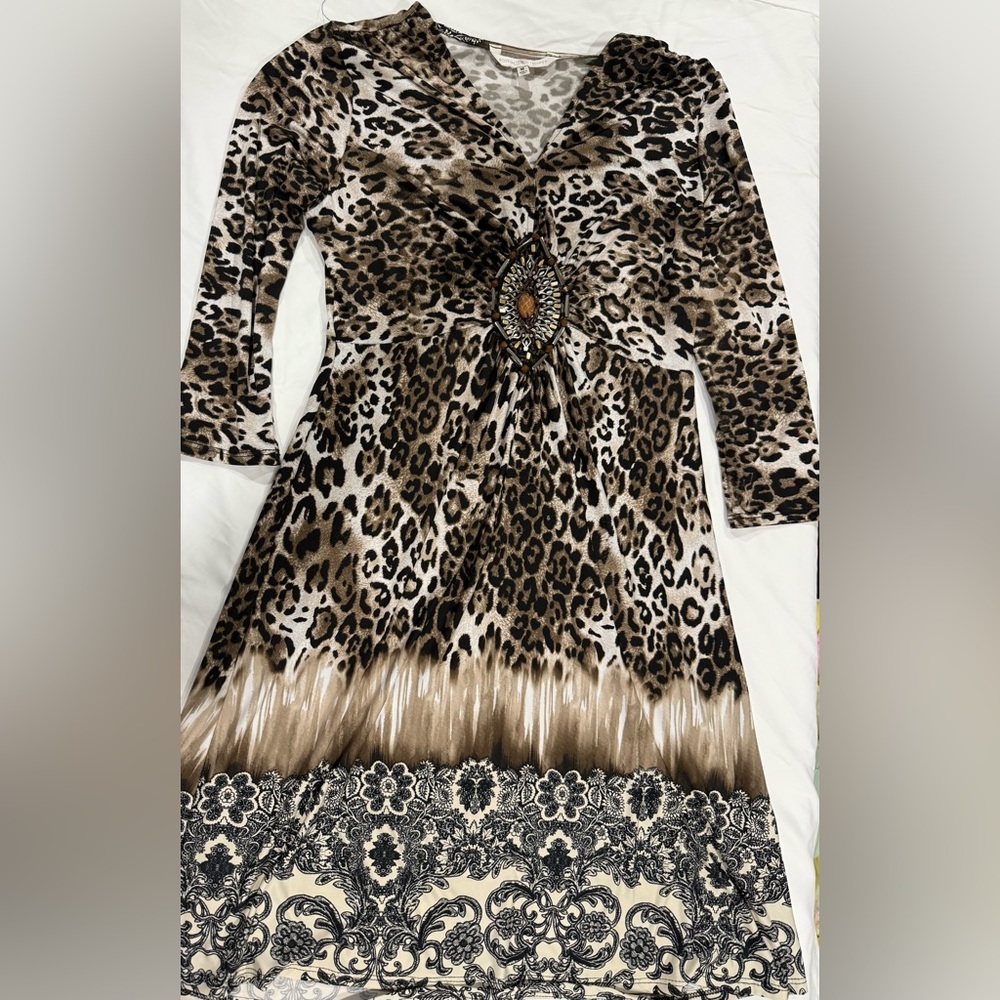Boston Proper Animal Print V-Neck Dress